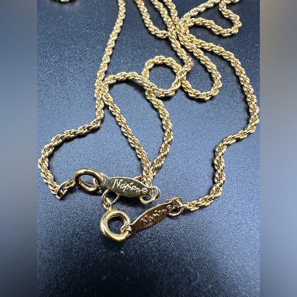 Set of 2 Vintage Signed Napier Gold Tone Detailed Rope Chain Necklace Costume - Picture 5 of 8